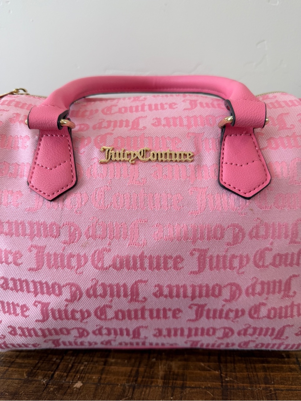 Juicy Couture Pink Monogram Speedy Handbag Double Satchel Missing Long Strap - Picture 2 of 16